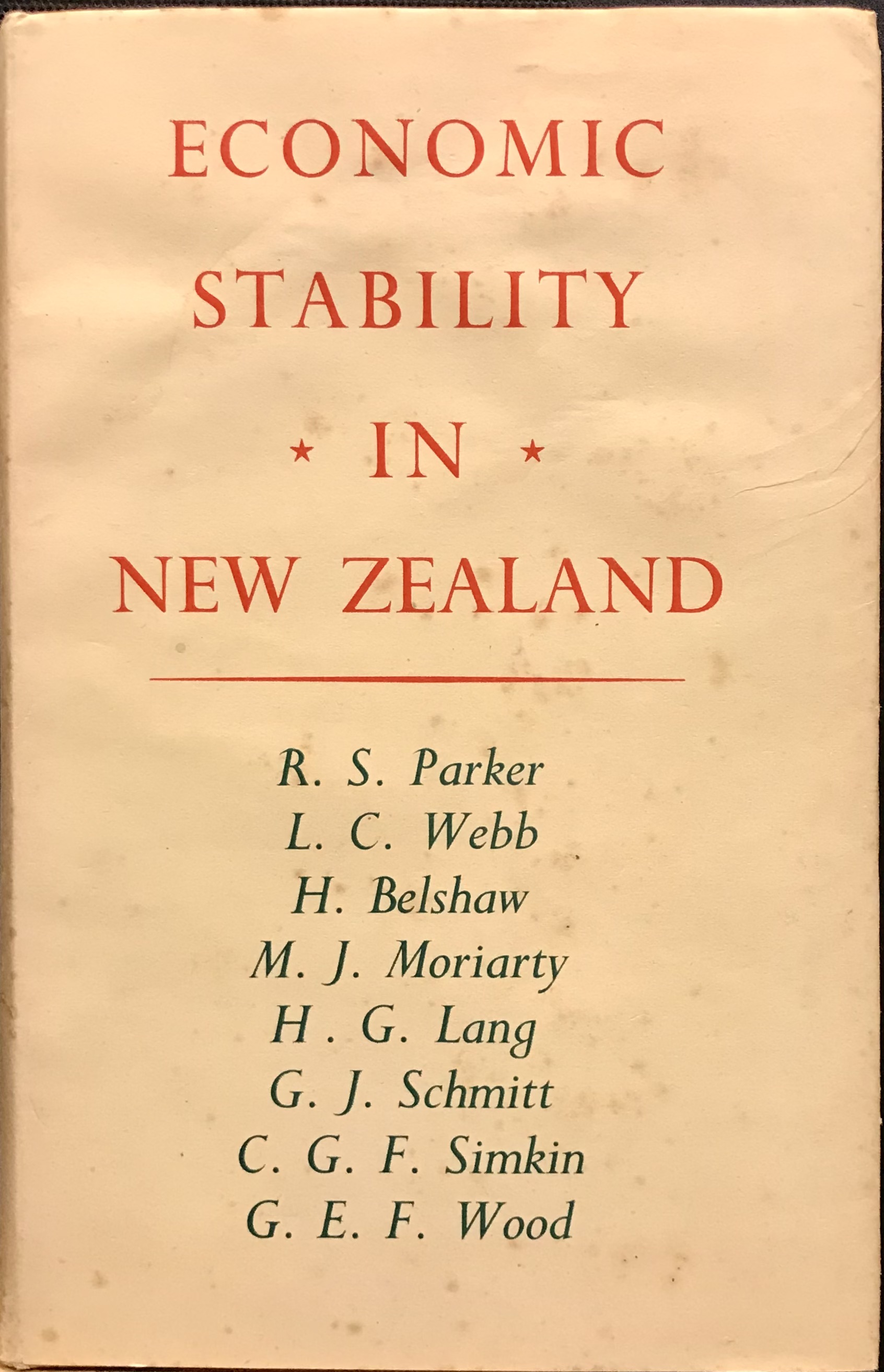 Economic Stability in New Zealand - Parker, RS (Ed)